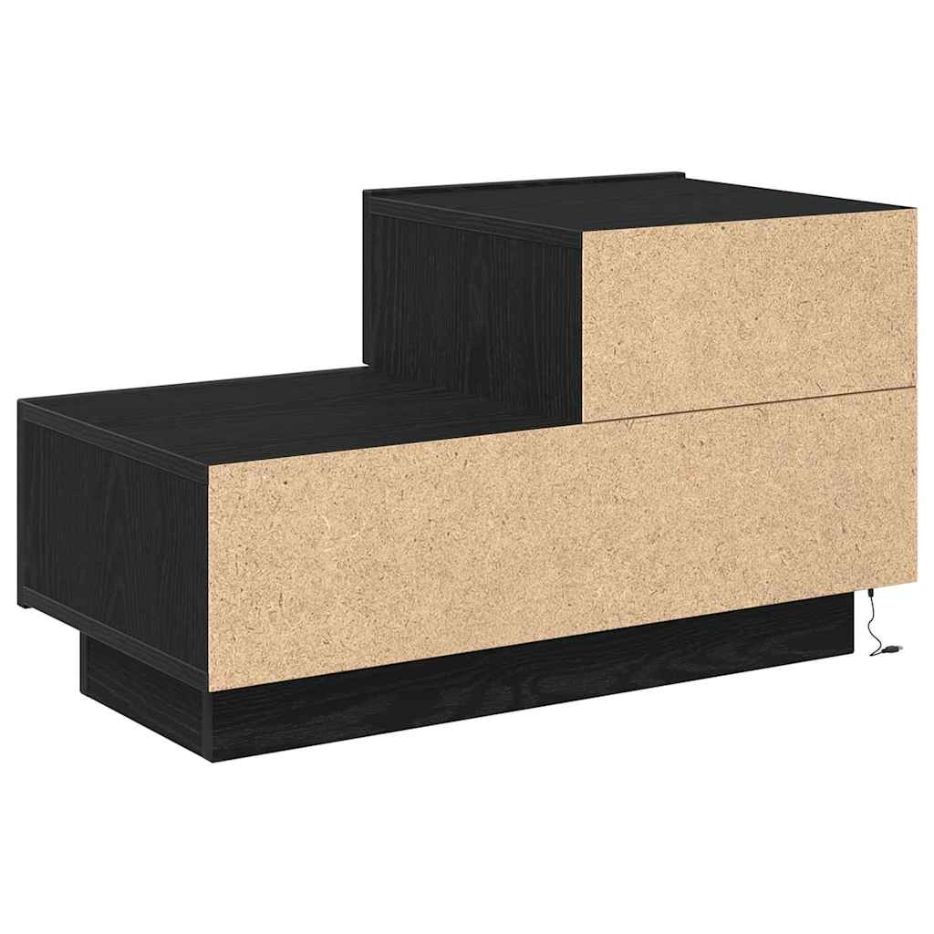Armadio da Notte con cassetto Rovere Nero 70 x 36 x 40,5 cm