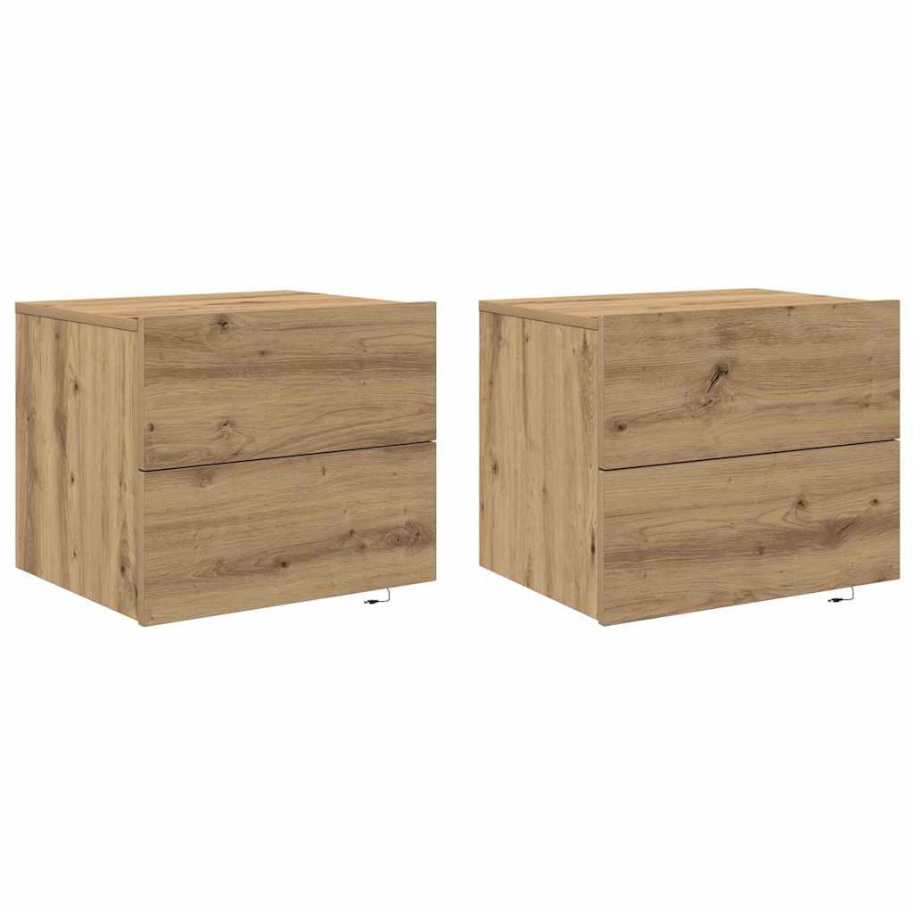 Armadio da Notte 2 pcs Rovere artigianale 50 x 39 x 41 cm