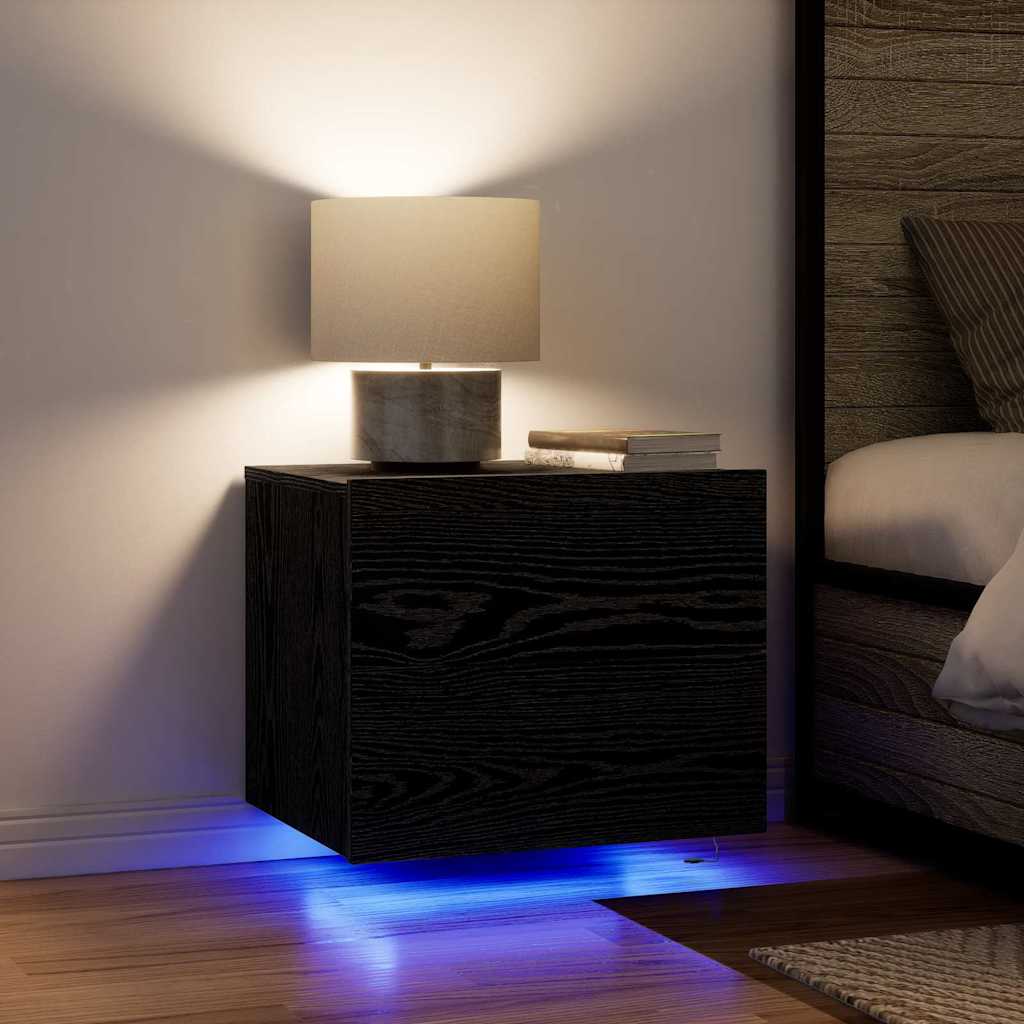 Armadio da Notte con cassetto 2 pcs Rovere Nero 50 x 39 x 41 cm