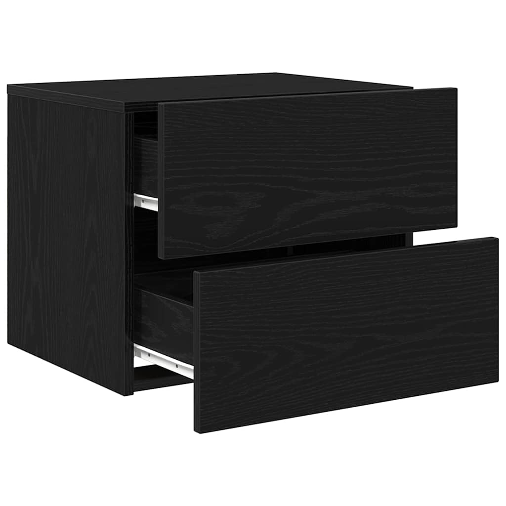 Armadio da Notte con cassetto 2 pcs Rovere Nero 50 x 39 x 41 cm