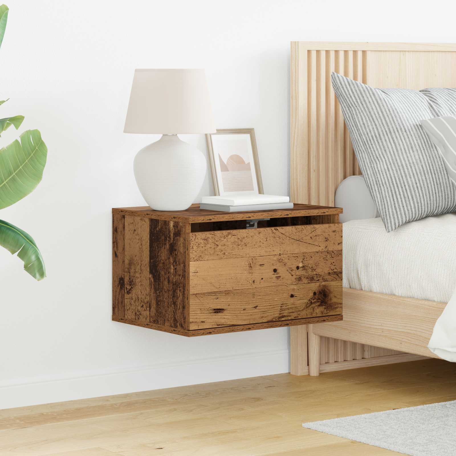 Mobiletto da comodino a parete con cassetto 2 pcs Legno vecchio