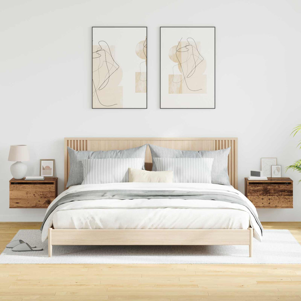 Mobiletto da comodino a parete con cassetto 2 pcs Legno vecchio