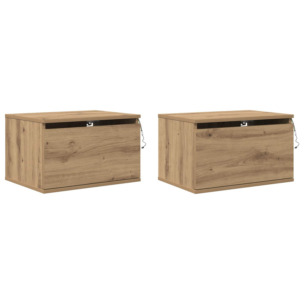 Mobiletto da comodino a parete 2 pcs Rovere artigianale