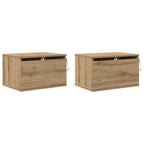 Mobiletto da comodino a parete 2 pcs Rovere artigianale