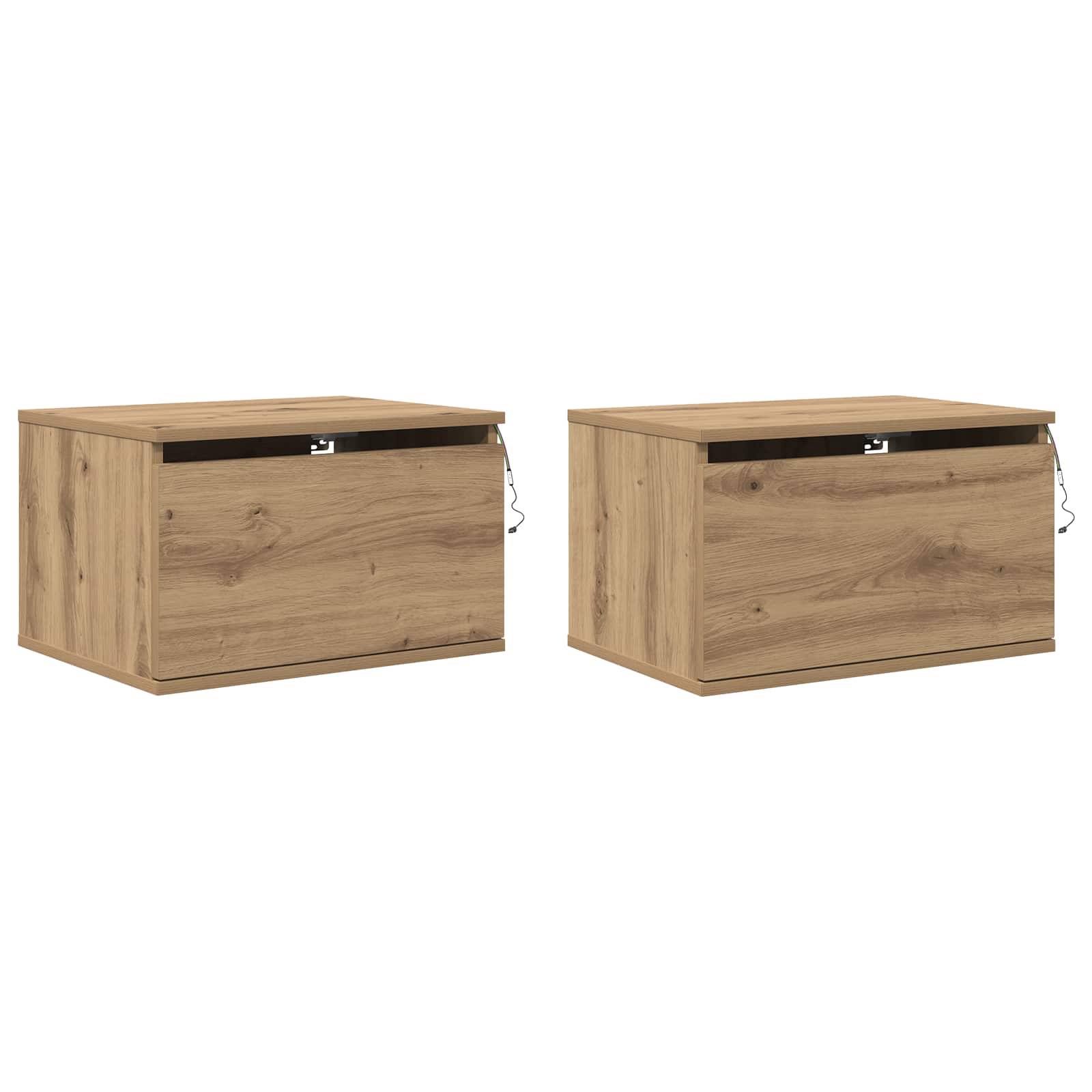 Mobiletto da comodino a parete 2 pcs Rovere artigianale