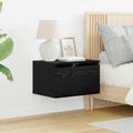 Mobiletto da comodino a parete Rovere Nero 50 x 36 x 30 cm