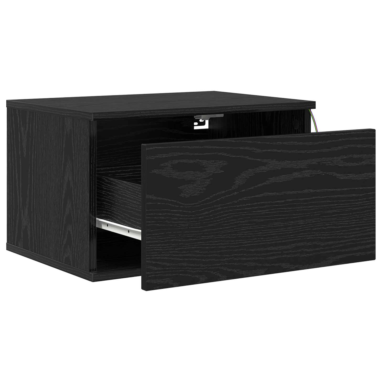 Mobiletto da comodino a parete Rovere Nero 50 x 36 x 30 cm