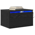 Mobiletto da comodino a parete Rovere Nero 50 x 36 x 30 cm