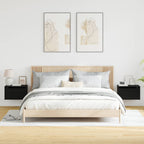 Mobiletto da comodino a parete con cassetto 2 pcs Rovere Nero