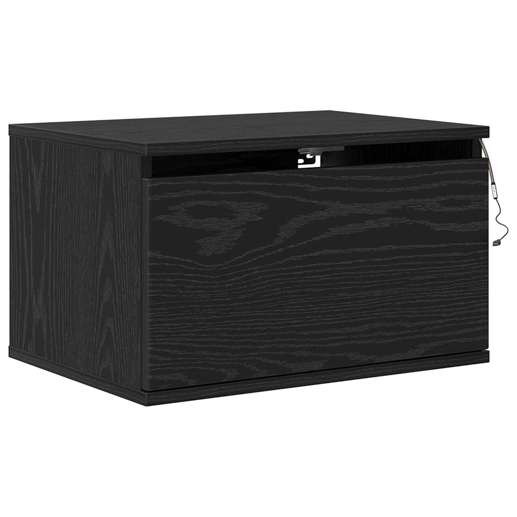 Mobiletto da comodino a parete con cassetto 2 pcs Rovere Nero