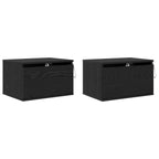 Mobiletto da comodino a parete con cassetto 2 pcs Rovere Nero