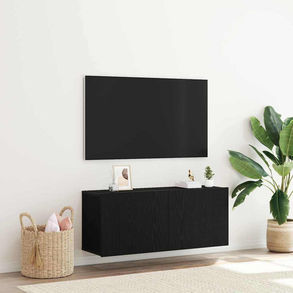 Set mobile TV Rovere Nero 100 x 30 x 41 cm Legno multistrato
