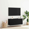 Set mobile TV Rovere Nero 100 x 30 x 41 cm Legno multistrato