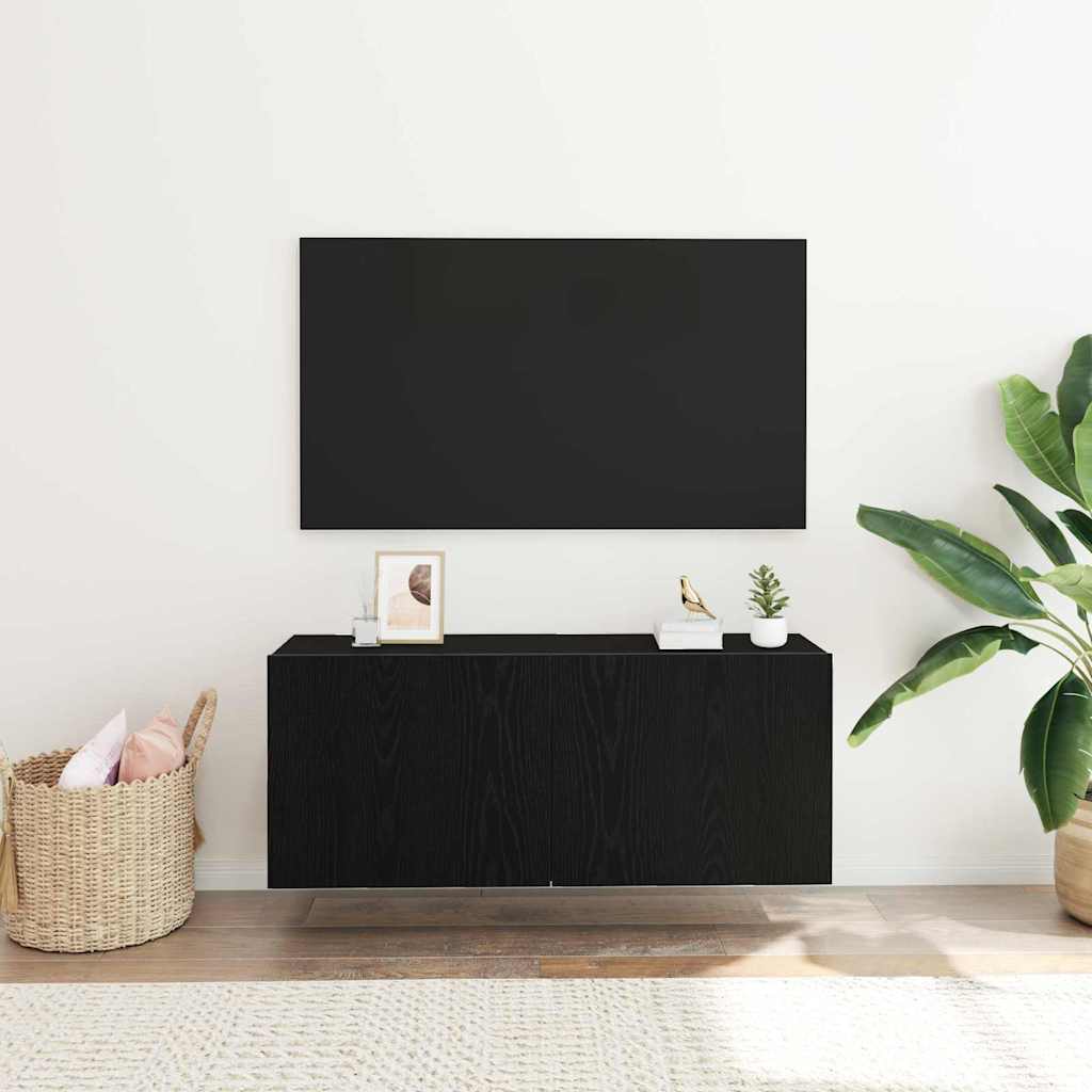 Set mobile TV Rovere Nero 100 x 30 x 41 cm Legno multistrato