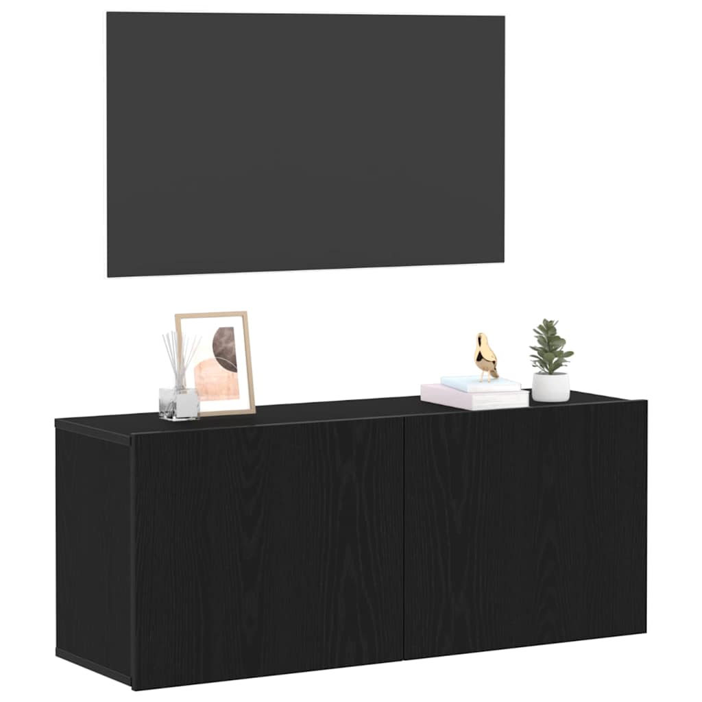 Set mobile TV Rovere Nero 100 x 30 x 41 cm Legno multistrato