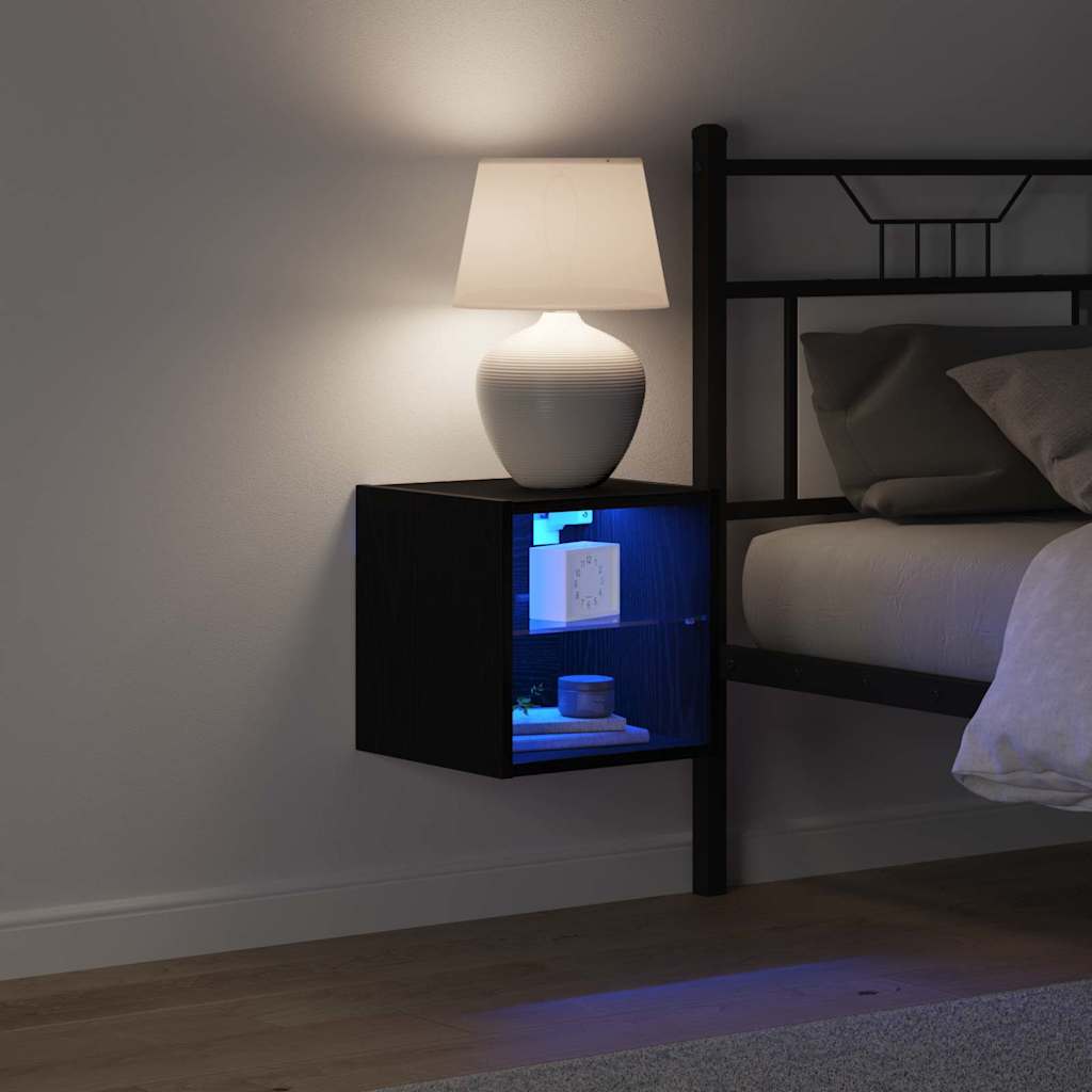 Armadio da letto a muro LED 2 pcs Nero 30 x 28,5 x 30 cm