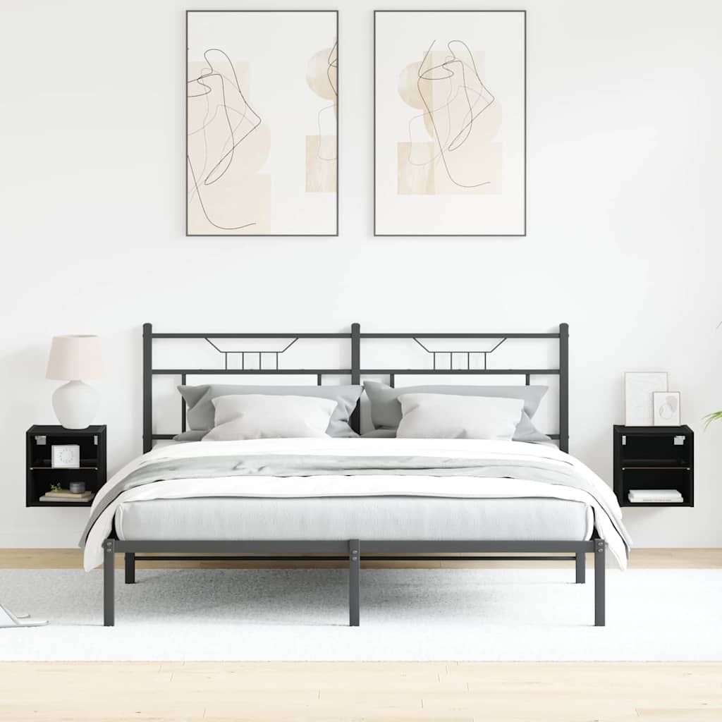 Armadio da letto a muro LED 2 pcs Nero 30 x 28,5 x 30 cm