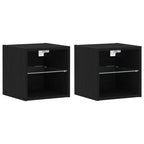 Armadio da letto a muro LED 2 pcs Nero 30 x 28,5 x 30 cm