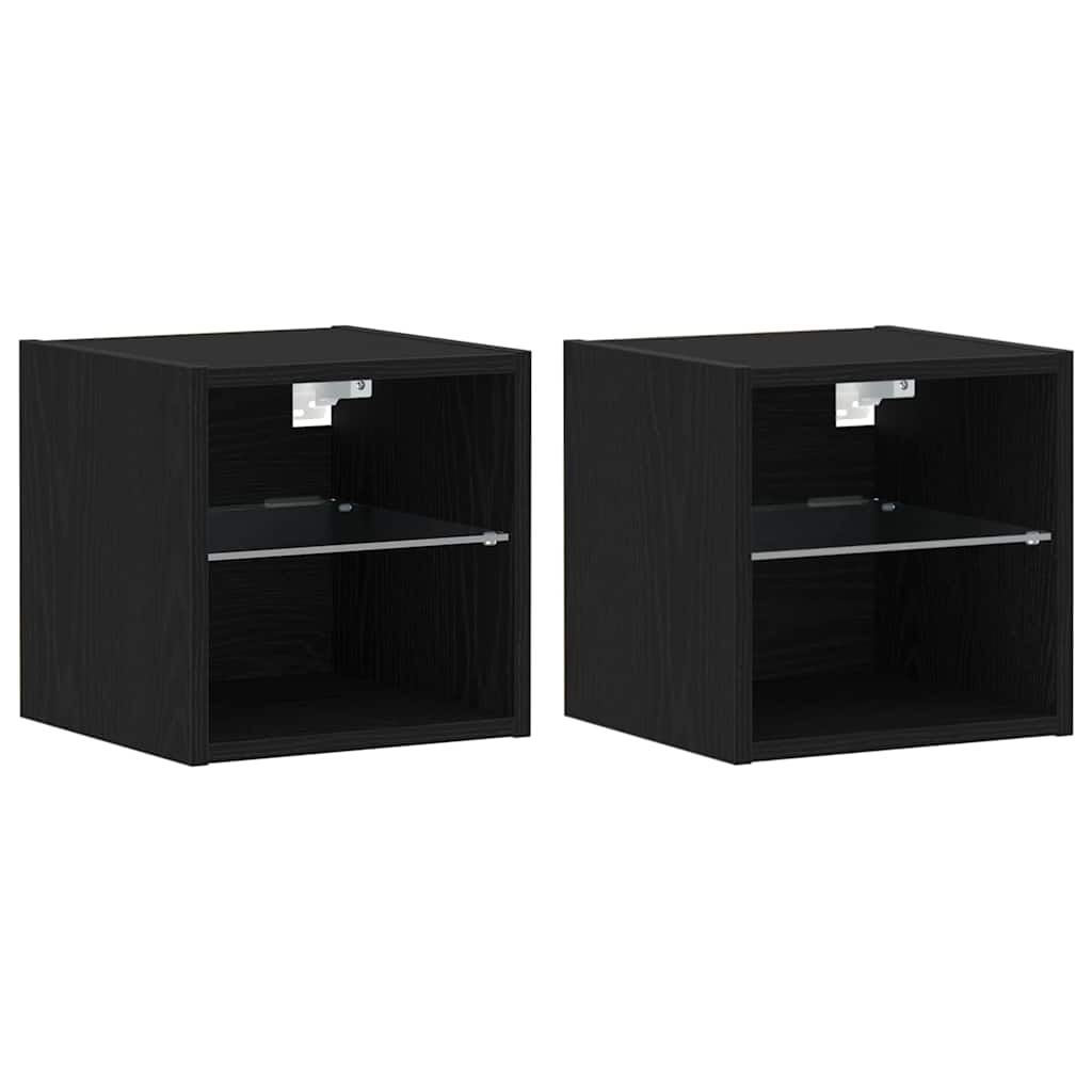 Armadio da letto a muro LED 2 pcs Nero 30 x 28,5 x 30 cm
