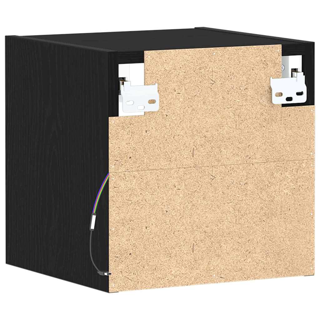 Armadio da letto a muro LED 2 pcs Nero 30 x 28,5 x 30 cm