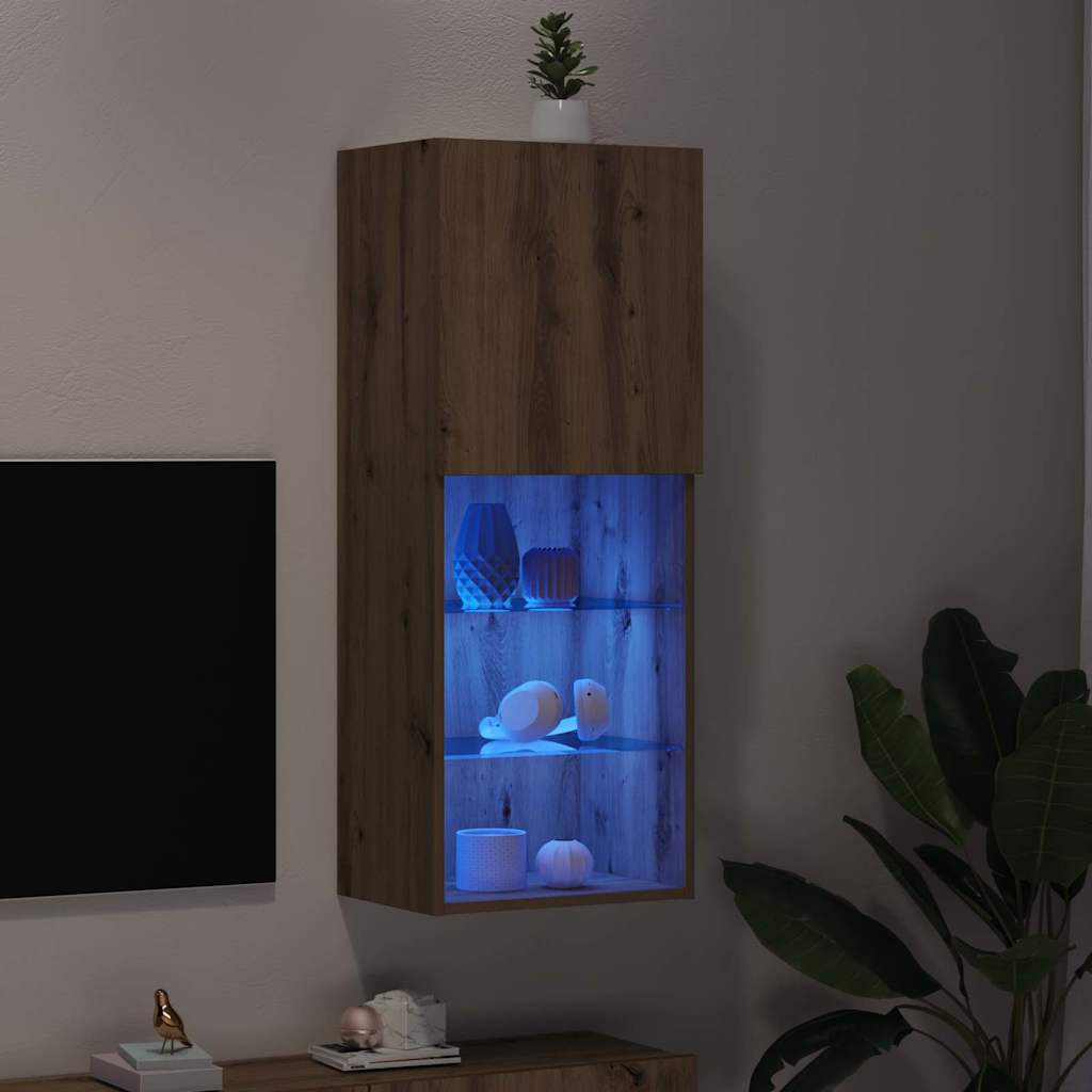 Set mobile TV con LED Rovere artigianale 40,5 x 30 x 102 cm