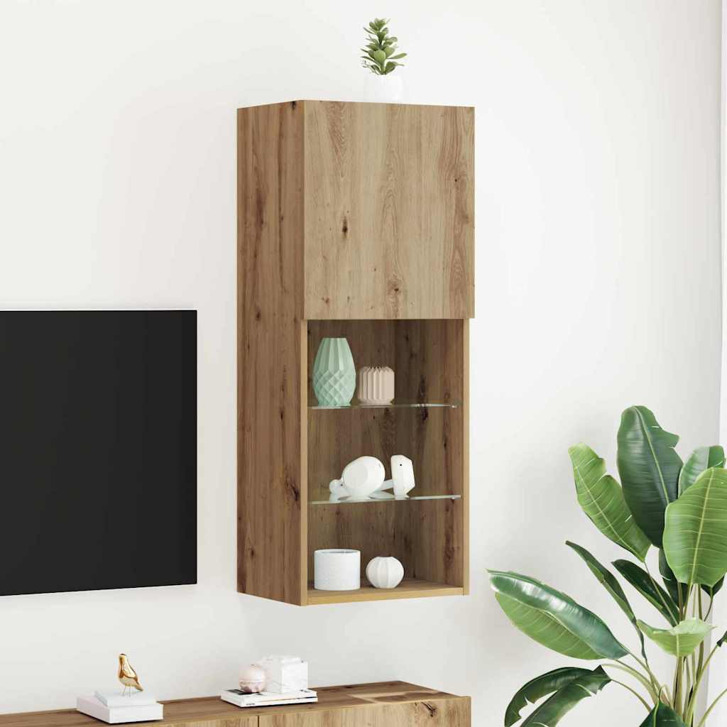 Set mobile TV con LED Rovere artigianale 40,5 x 30 x 102 cm