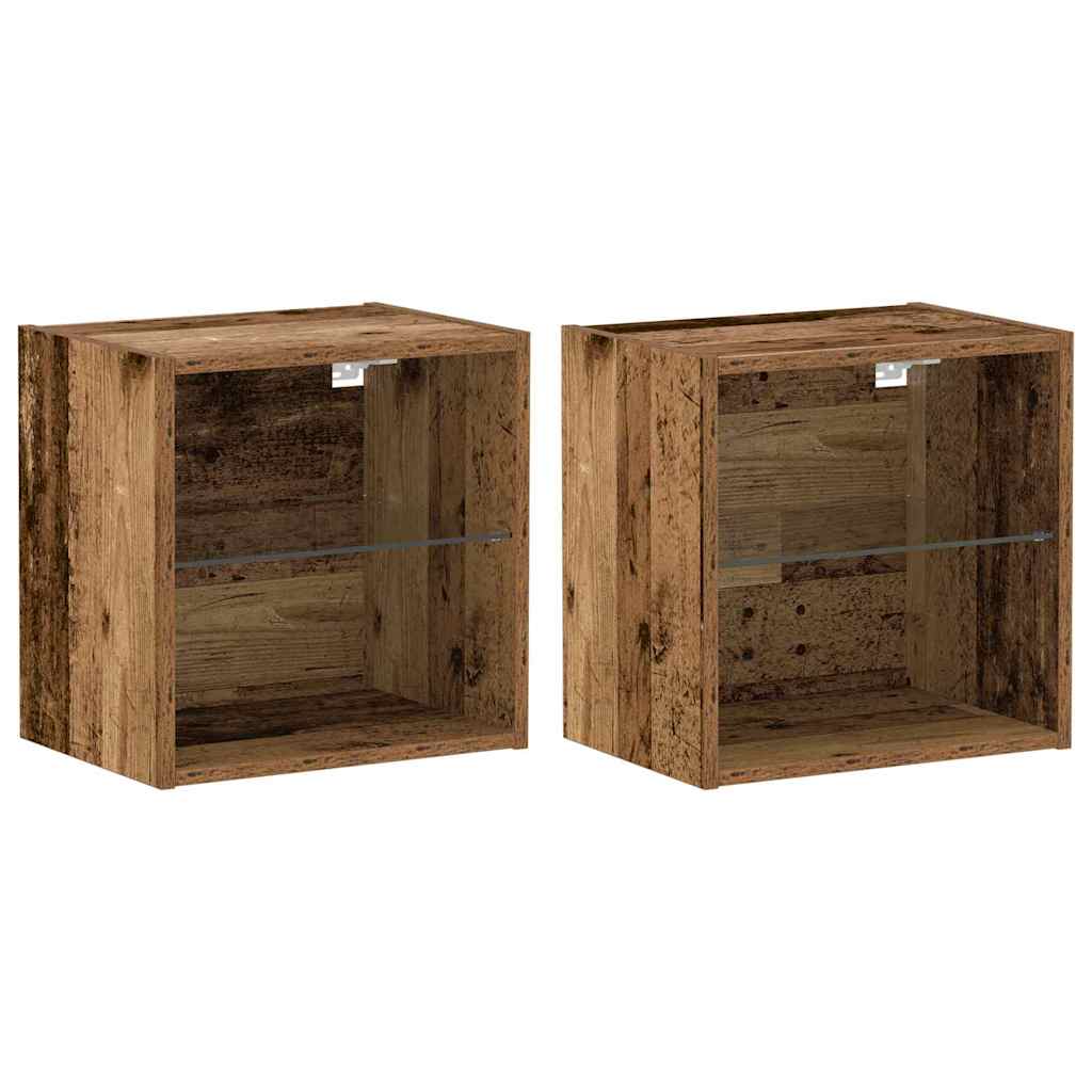 Mensola galleggiante con luce LED con lo scaffale 2 pcs Marrone
