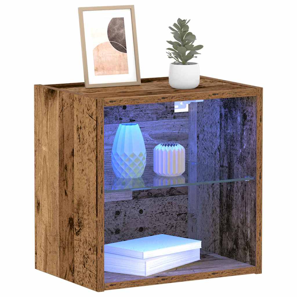 Mensola galleggiante con luce LED con lo scaffale 2 pcs Marrone