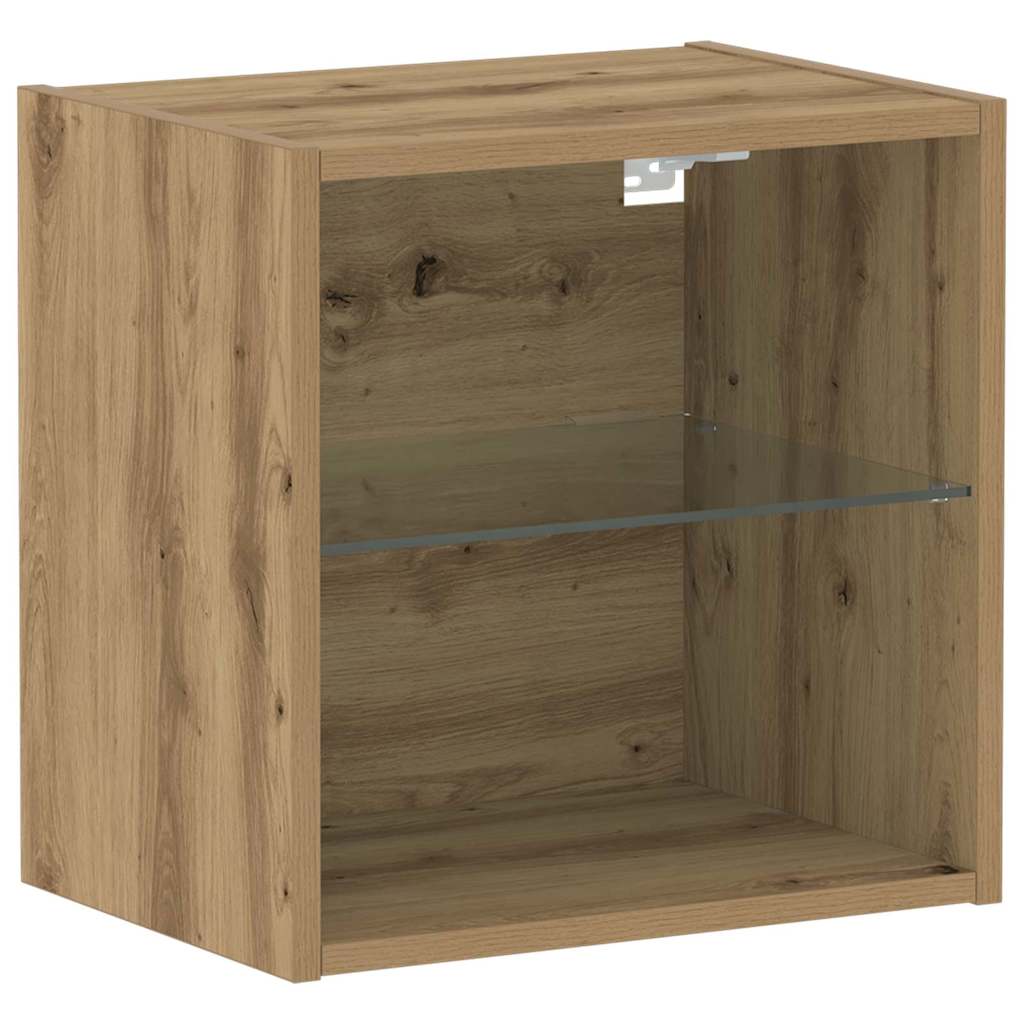 Mensola galleggiante con luce LED con lo scaffale 2 pcs Marrone