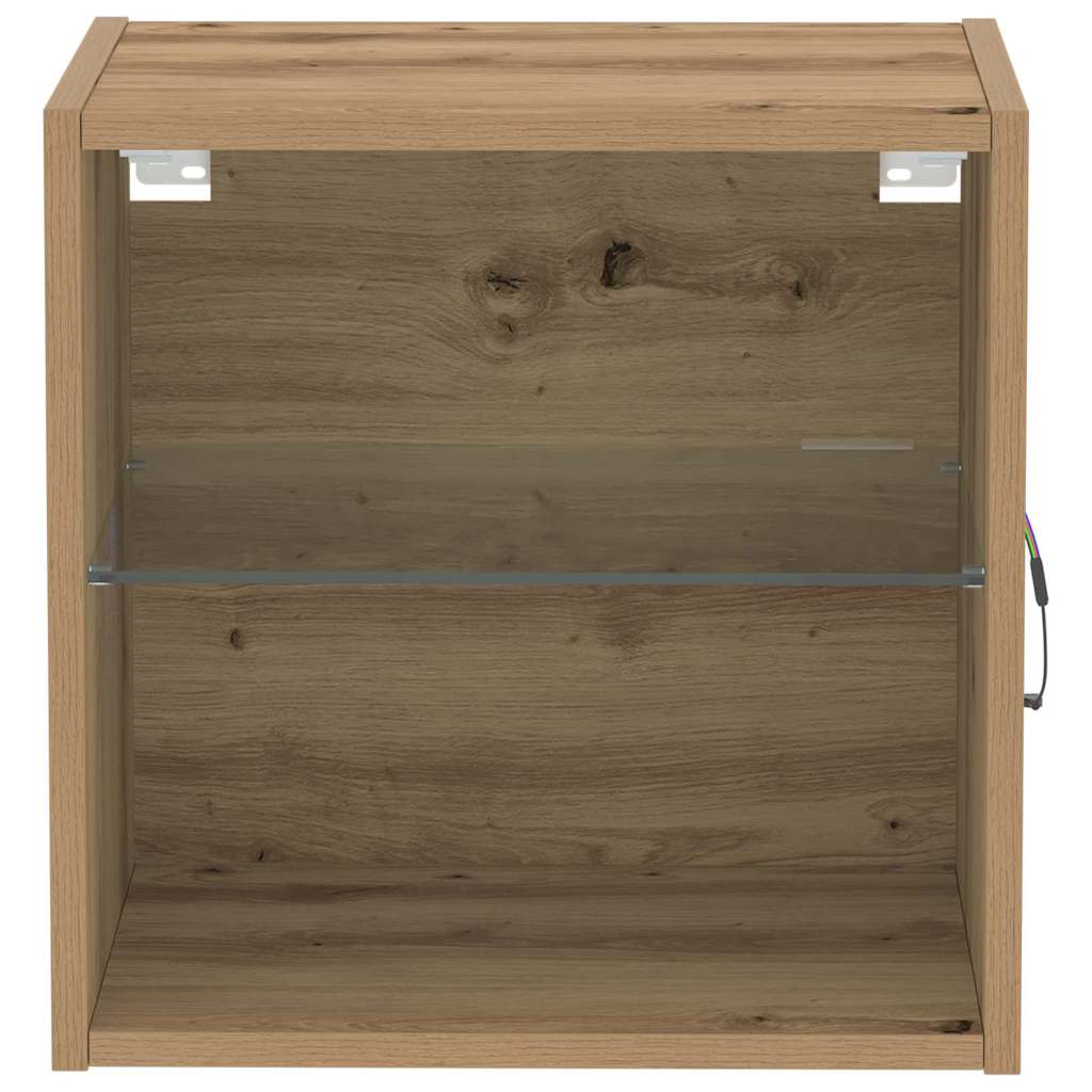 Mensola galleggiante con luce LED con lo scaffale 2 pcs Marrone