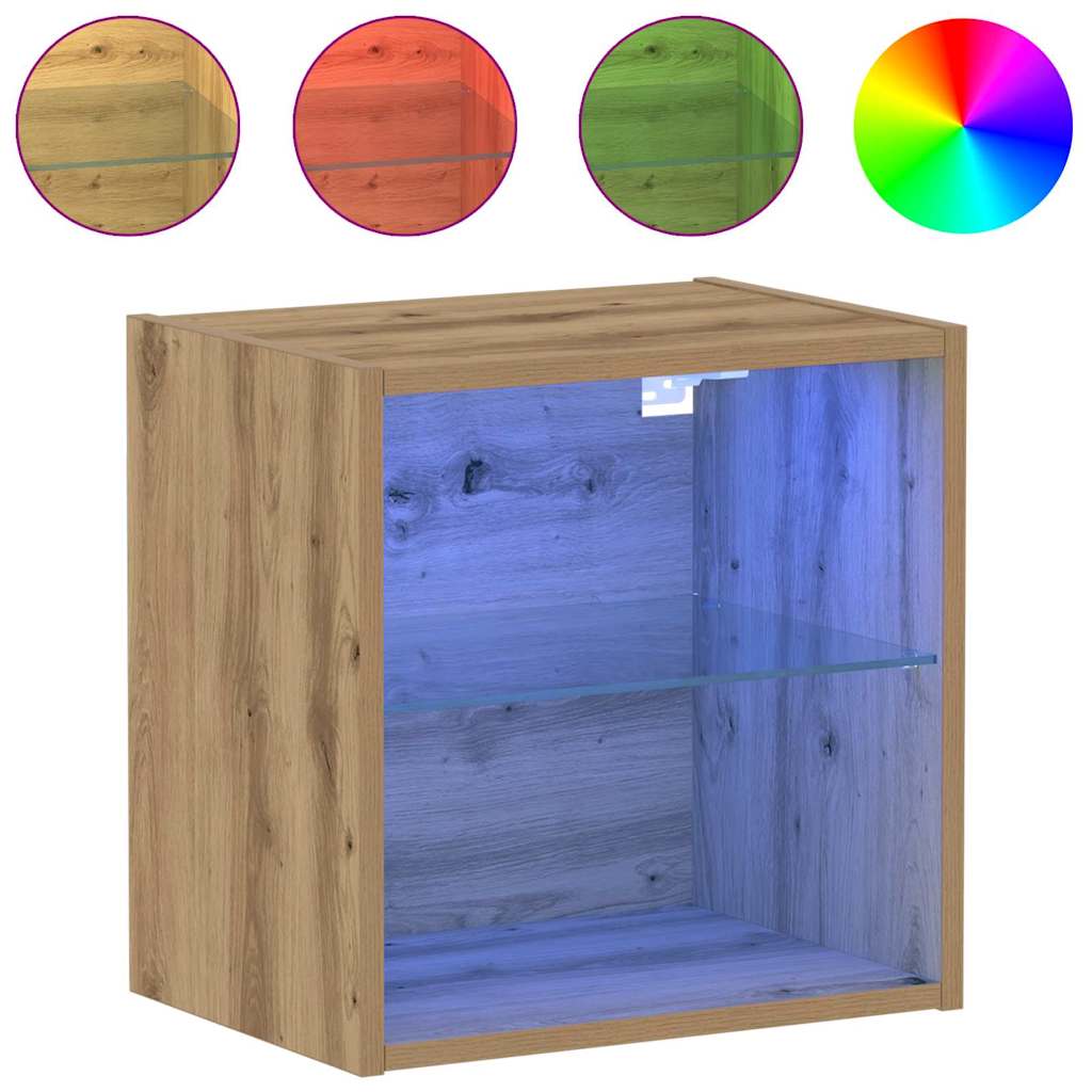 Mensola galleggiante con luce LED con lo scaffale 2 pcs Marrone