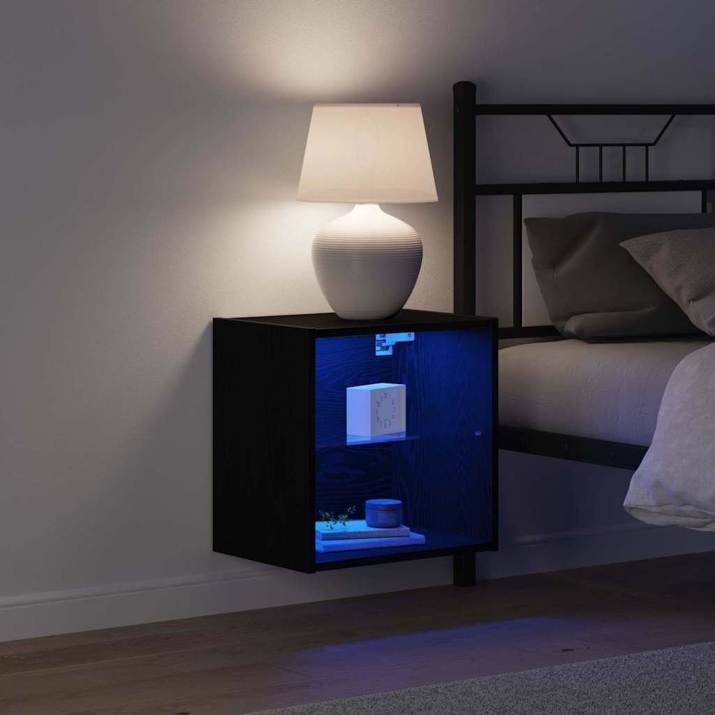 Mensola galleggiante con luce LED 2 pcs Nero 40 x 28,5 x 40 cm