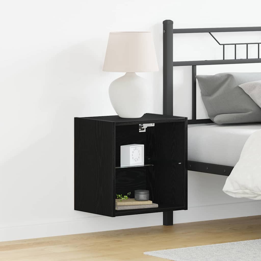 Mensola galleggiante con luce LED 2 pcs Nero 40 x 28,5 x 40 cm