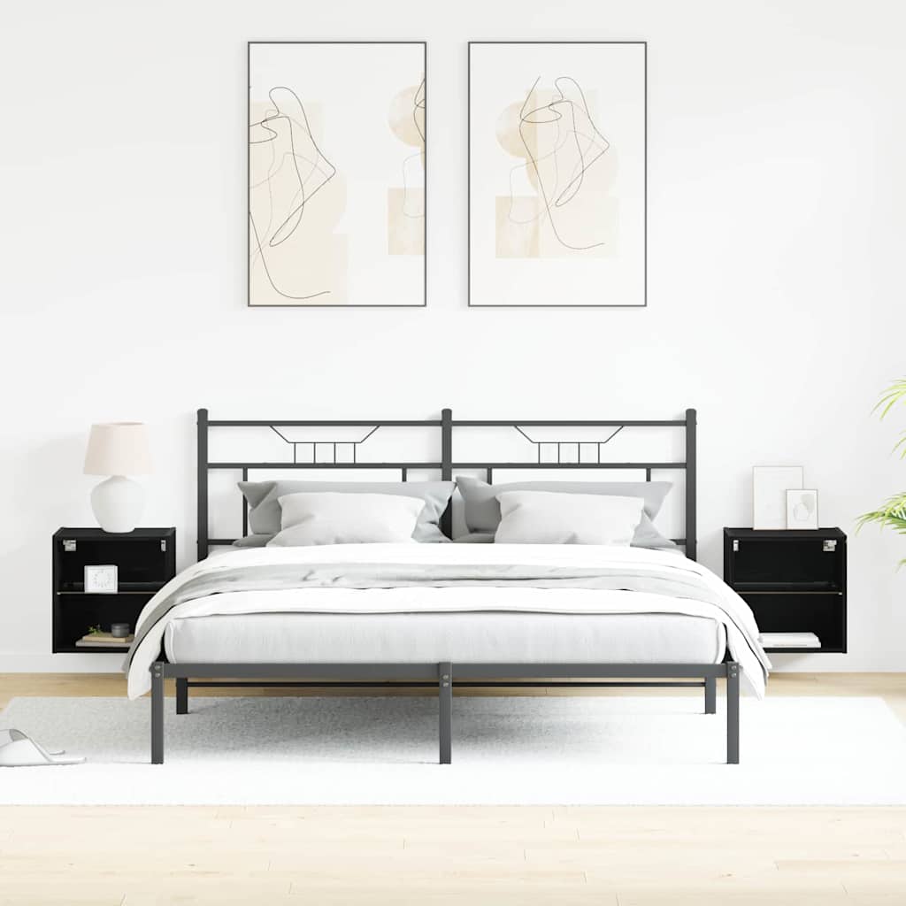 Mensola galleggiante con luce LED 2 pcs Nero 40 x 28,5 x 40 cm