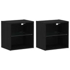 Mensola galleggiante con luce LED 2 pcs Nero 40 x 28,5 x 40 cm