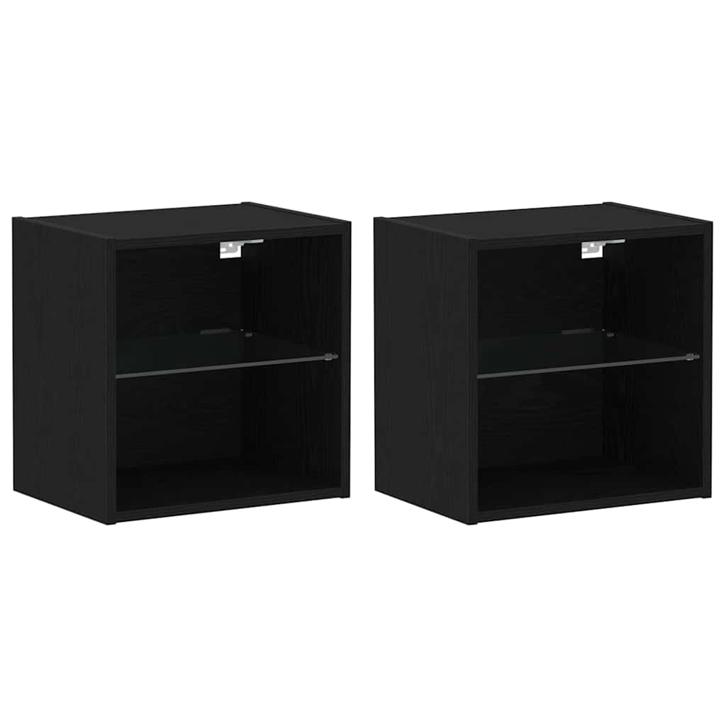 Mensola galleggiante con luce LED 2 pcs Nero 40 x 28,5 x 40 cm