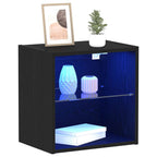 Mensola galleggiante con luce LED 2 pcs Nero 40 x 28,5 x 40 cm