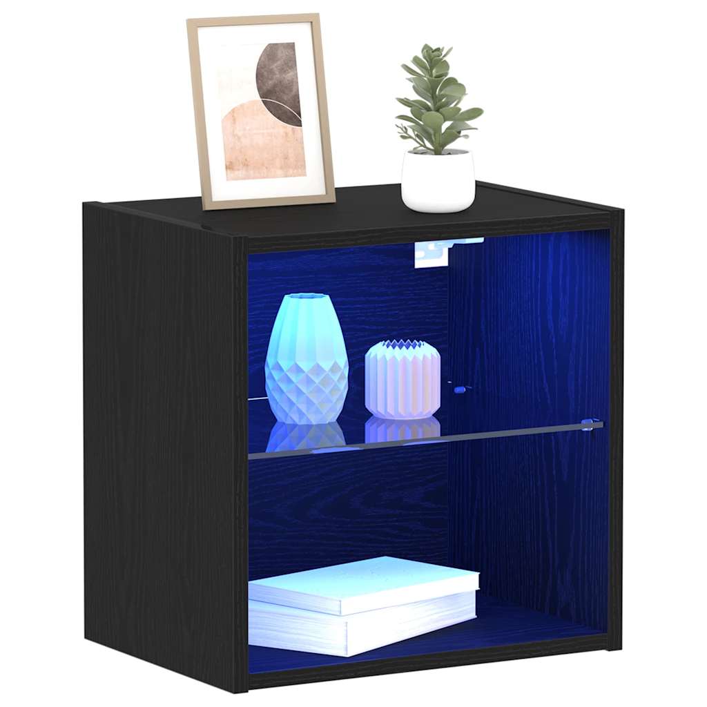 Mensola galleggiante con luce LED 2 pcs Nero 40 x 28,5 x 40 cm