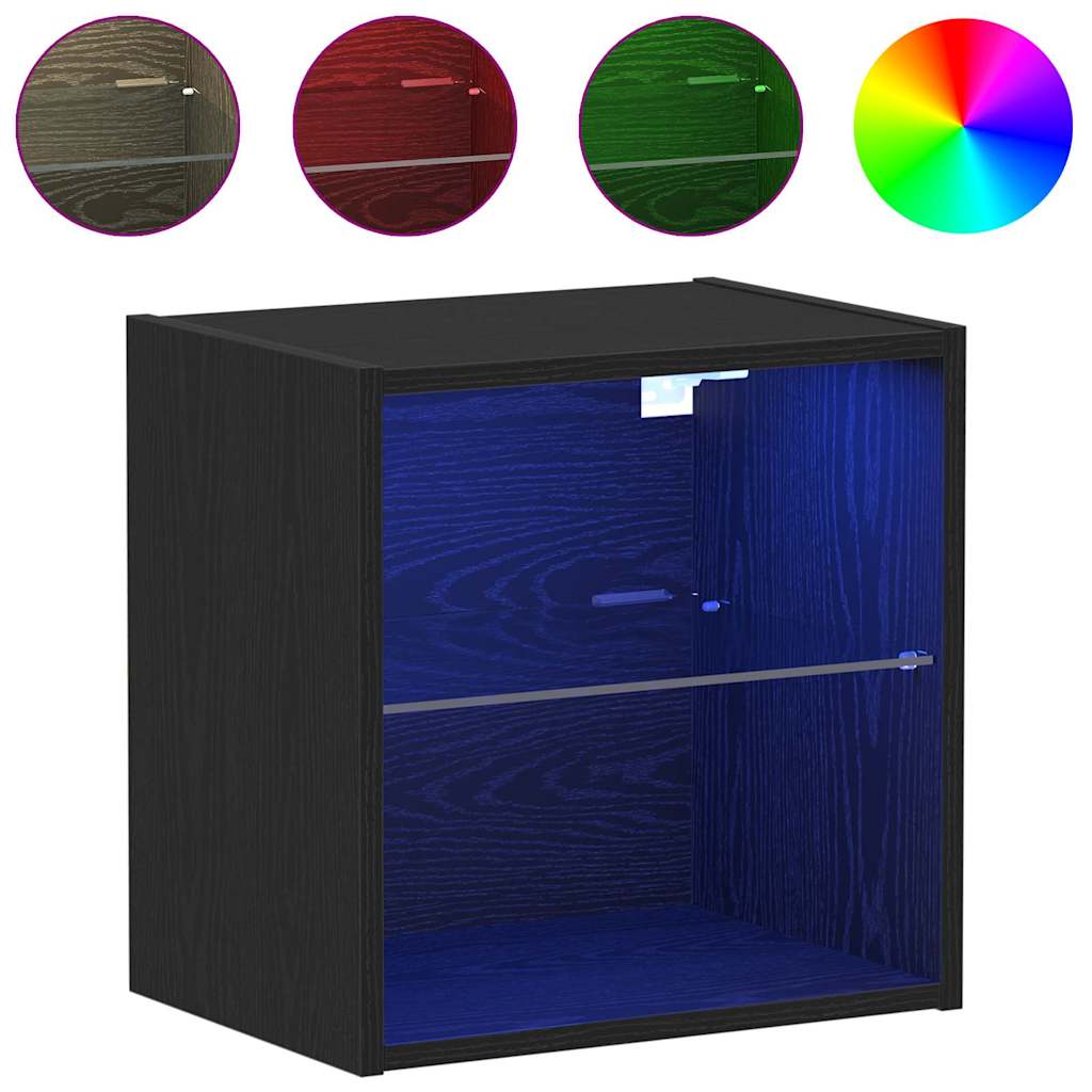 Mensola galleggiante con luce LED 2 pcs Nero 40 x 28,5 x 40 cm