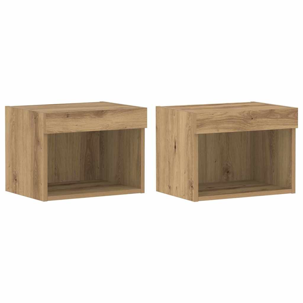 Set mobile TV con led 2 pcs Rovere artigianale 40 x 30 x 30 cm