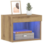 Set mobile TV con led 2 pcs Rovere artigianale 40 x 30 x 30 cm