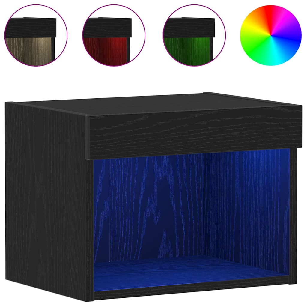 Set mobile TV con led 2 pcs Rovere Nero 40 x 30 x 30 cm