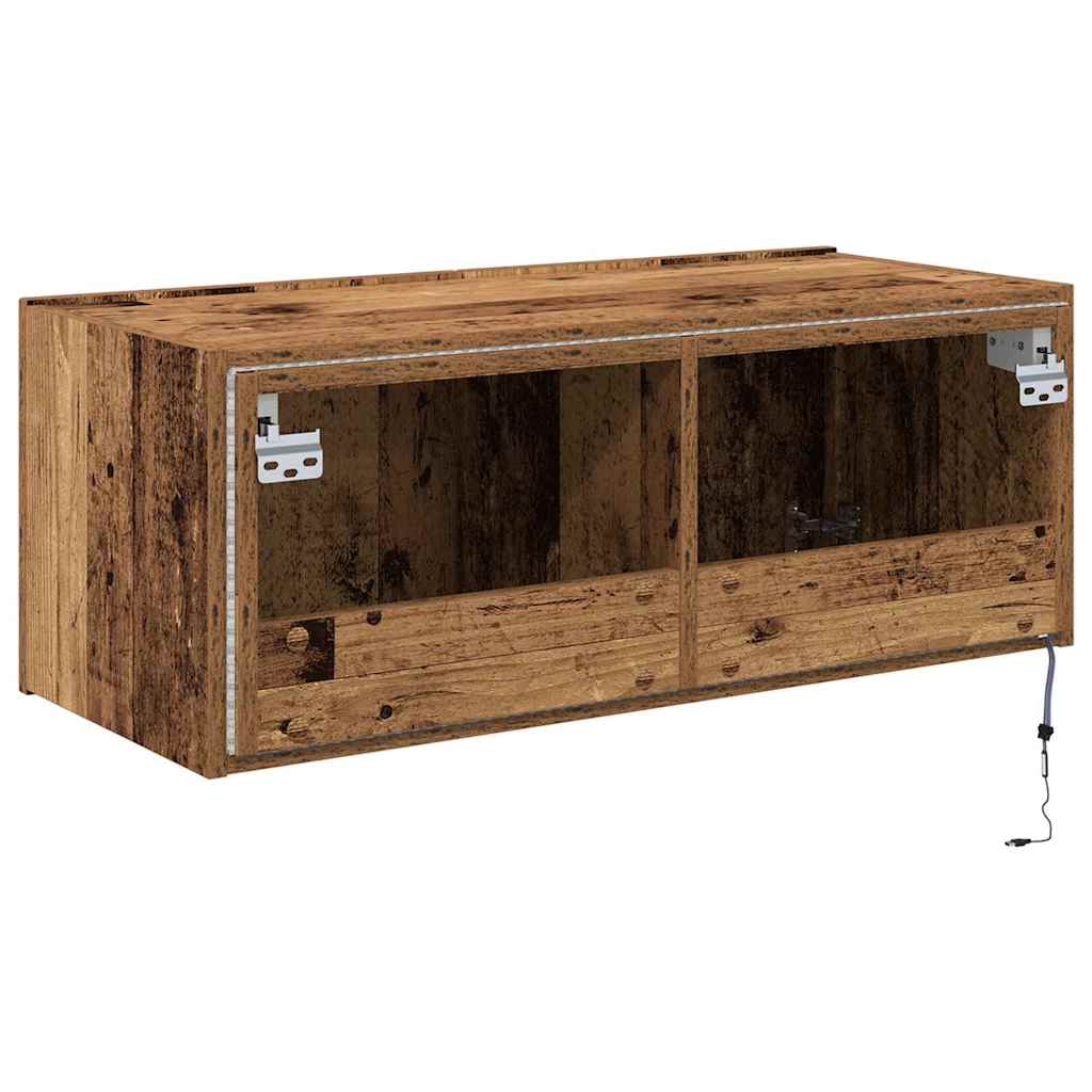 Mobile TV da parete con LED Legno vecchio 80 x 35 x 31 cm