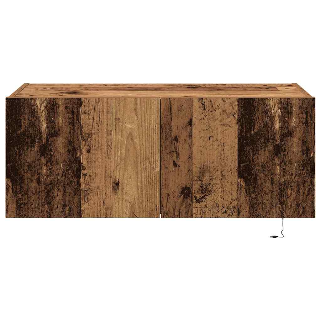 Mobile TV da parete con LED Legno vecchio 80 x 35 x 31 cm