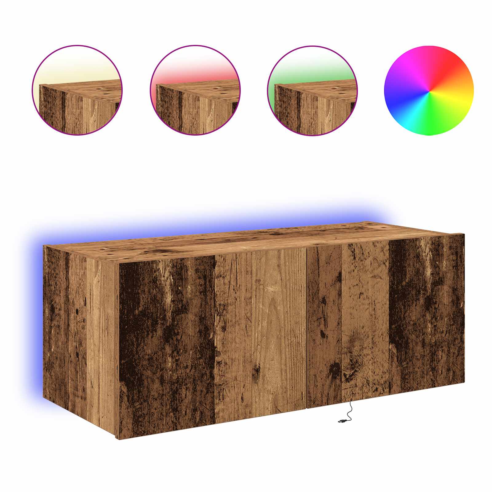 Mobile TV da parete con LED Legno vecchio 80 x 35 x 31 cm