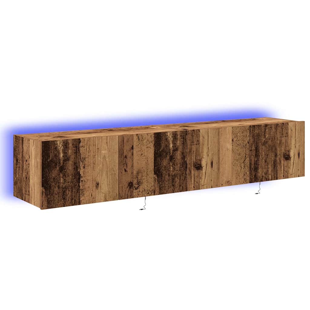 Mobile TV da parete con LED 2 pcs Legno vecchio 80 x 35 x 31 cm