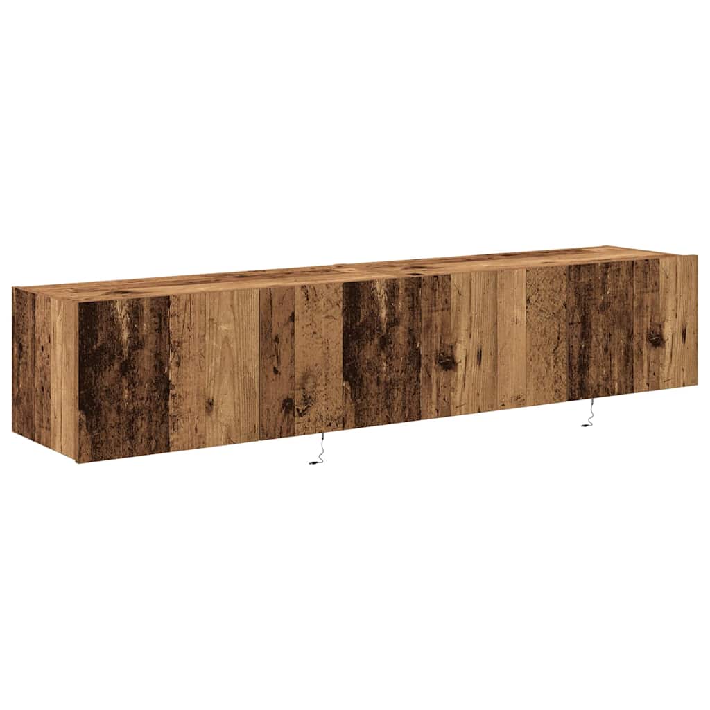 Mobile TV da parete con LED 2 pcs Legno vecchio 80 x 35 x 31 cm