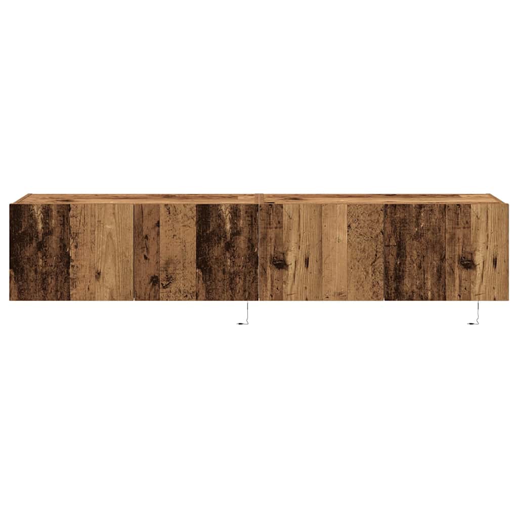 Mobile TV da parete con LED 2 pcs Legno vecchio 80 x 35 x 31 cm