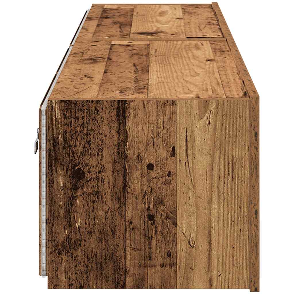 Mobile TV da parete con LED 2 pcs Legno vecchio 80 x 35 x 31 cm