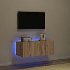 Mobile TV da parete con LED Rovere artigianale 80 x 35 x 31 cm